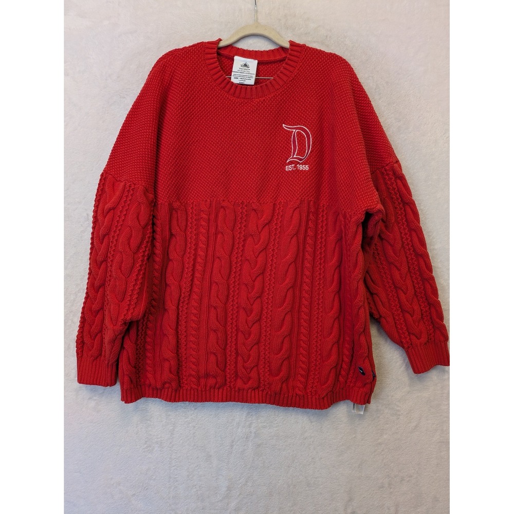 Disney Disneyland Resort Red Women's Size L‎ Red Cable Knit Spirit Sweater